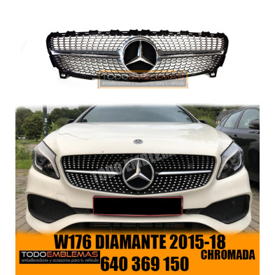 PARRILLA MERCEDES DIAMANTE CROMADA CLASE A W176