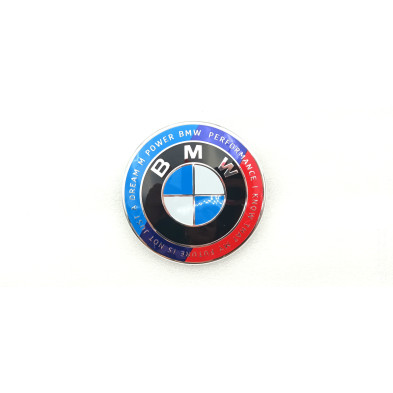 Emblema capot bmw rojo y negro carbono 82mm