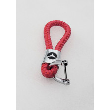 LLAVERO de CUERO MERCEDES ROJO TRENZADO Perfecto para regalo!