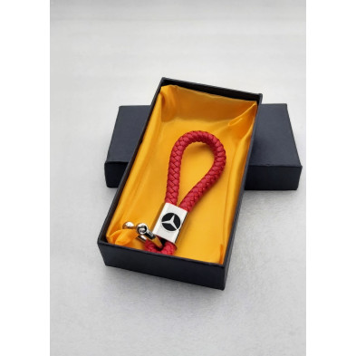 LLAVERO de CUERO MERCEDES ROJO TRENZADO Perfecto para regalo!