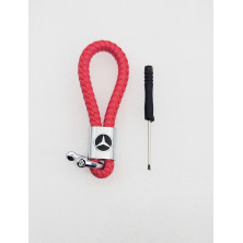 LLAVERO de CUERO MERCEDES ROJO TRENZADO Perfecto para regalo!