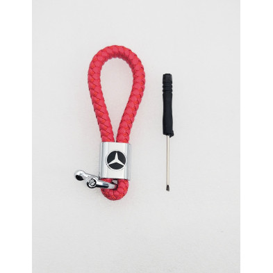 LLAVERO de CUERO MERCEDES ROJO TRENZADO Perfecto para regalo!