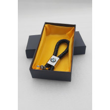 LLAVERO de CUERO BMW NEGRO TRENZADO Perfecto para regalo!