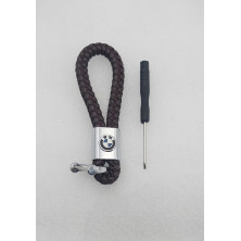 LLAVERO de CUERO BMW MARRÓN TRENZADO Perfecto para regalo!