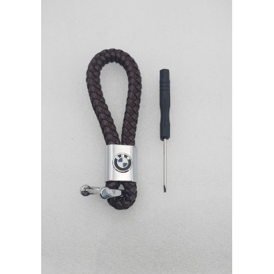 LLAVERO de CUERO BMW MARRÓN TRENZADO Perfecto para regalo!