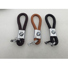 LLAVERO de CUERO BMW MARRÓN TRENZADO Perfecto para regalo!