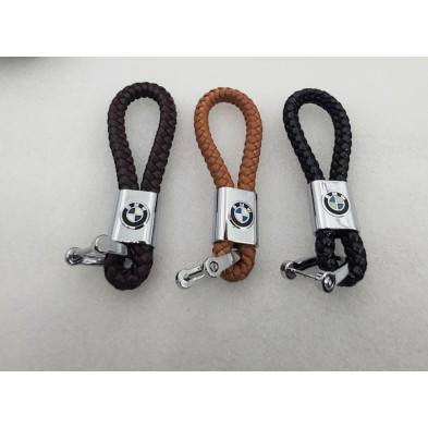 LLAVERO de CUERO BMW MARRÓN TRENZADO Perfecto para regalo!