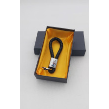 LLAVERO de CUERO M NEGRO TRENZADO Perfecto para regalo!