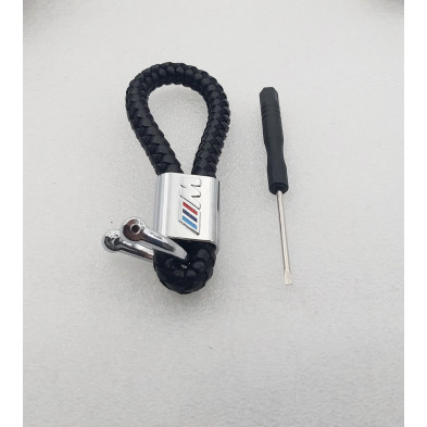 LLAVERO de CUERO M NEGRO TRENZADO Perfecto para regalo!