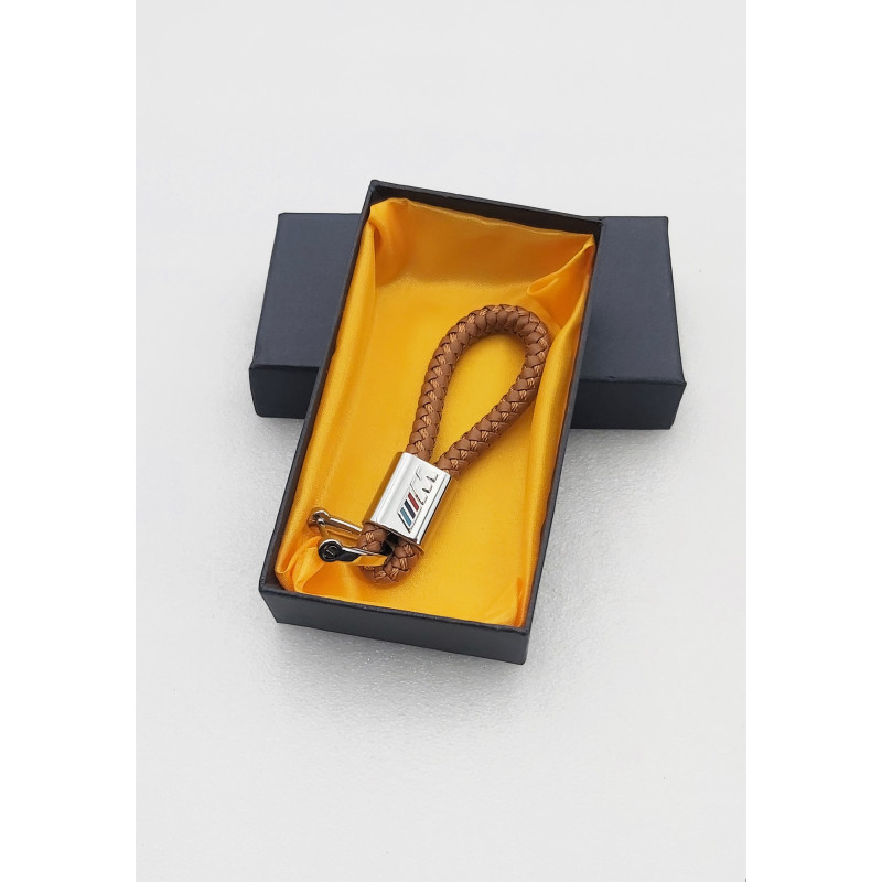 LLAVERO de CUERO M BEIGE TRENZADO Perfecto para regalo!