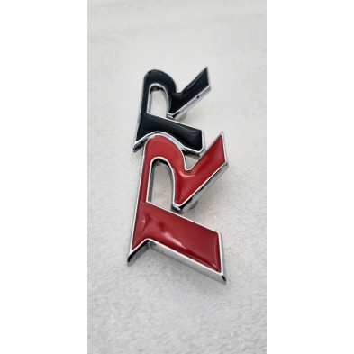 EMBLEMA DE PARRILLA RS ROJO Y NEGRO