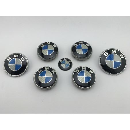 Set 7 EMBLEMAS BMW Azul y Blanco Carbono