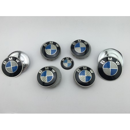 Set 7 EMBLEMAS BMW Azul y Blanco Carbono