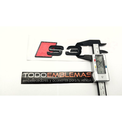 EMBLEMA TRASERO LETRAS AUDI S3 NEGRAS