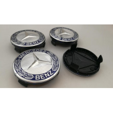 Centro de rueda Mercedes azul y plata 75mm