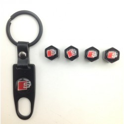 Tapones valvulas negros con llavero Audi Sline