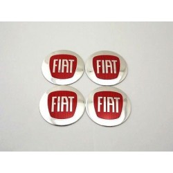 Chapas de centro de rueda Fiat plata y rojo 56mm