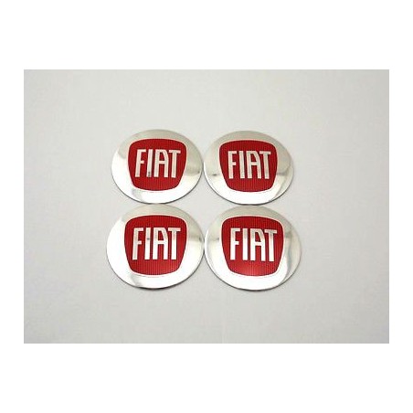 Chapas de centro de rueda Fiat plata y rojo 56mm