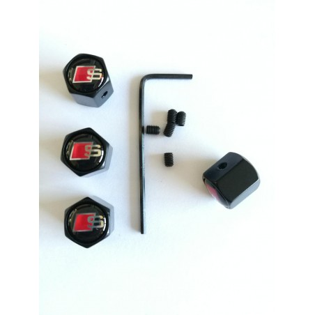 Tapones de valvulas negros con antirrobo Audi S-line