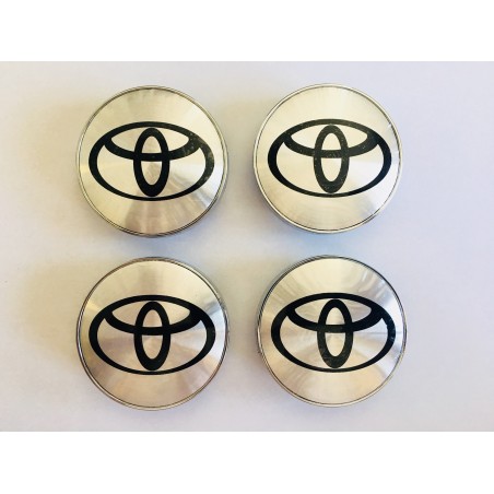 Centro de rueda Toyota plata logo negro 60mm