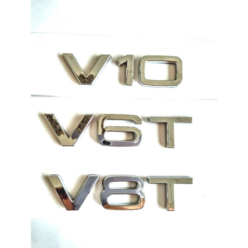 EMBLEMA LATERAL o TRASERO AUDI V8T CROMADO