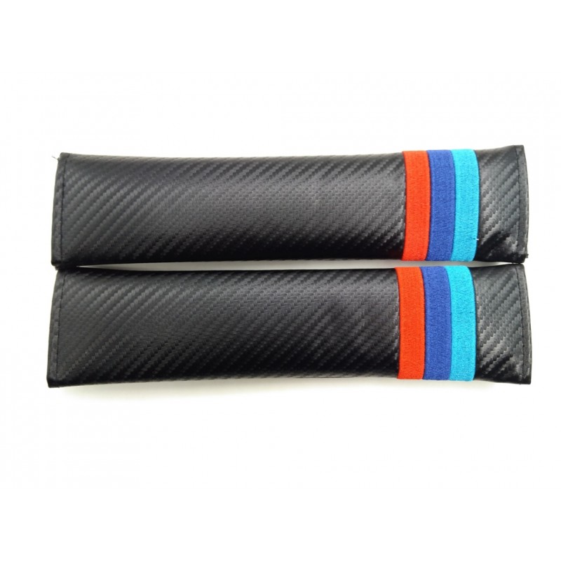 JUEGO de 2 CUBRECINTURONES BMW COLORES M CARBONO