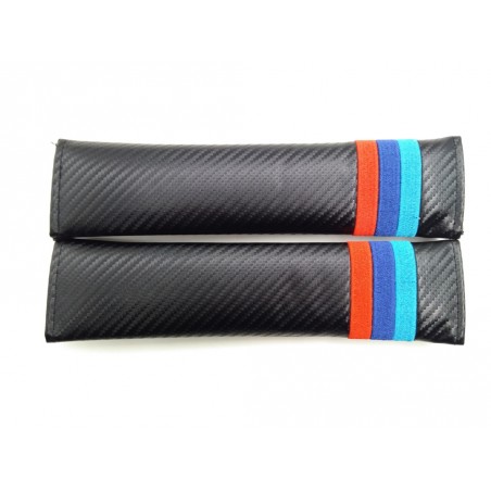 JUEGO de 2 CUBRECINTURONES BMW COLORES M CARBONO