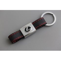 LLAVERO  LEXUS CUERO CON COSTURAS HILO ROJO