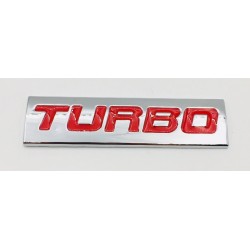 EMBLEMA TURBO ROJO y CROMADO