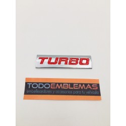 Emblema turbo cromo y rojo