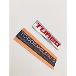 EMBLEMA TURBO ROJO y CROMADO