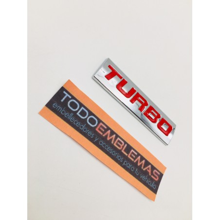 EMBLEMA TURBO ROJO y CROMADO