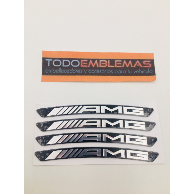 Emblema aluminio llantas mercedes benz amg negro