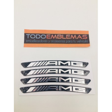 Emblema aluminio llantas mercedes benz amg negro