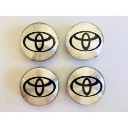 Chapas de centro de rueda Toyota plata logo negro 56mm