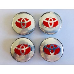 Chapas de centro de rueda Toyota plata logo rojo 56mm