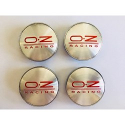 Chapas de centro de rueda O.Z Racing plata y rojo 56mm