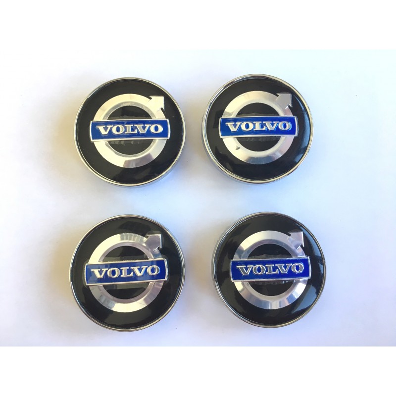 Chapas de centro de rueda Volvo negro y azul 56mm
