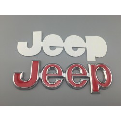 Emblema trasero jeep plata fondo rojo
