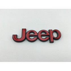 EMBLEMA TRASERO JEEP ROJO BORDE NEGRO