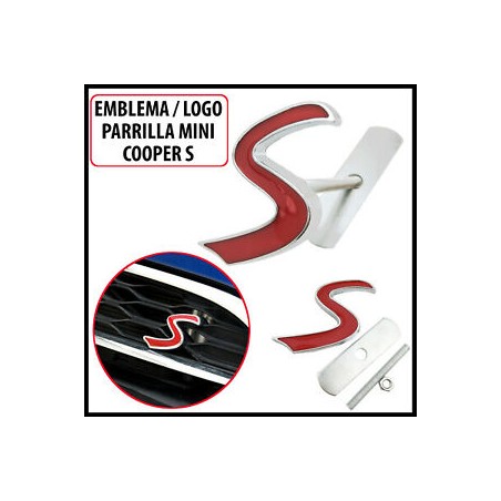 Emblema parrilla Mini Cooper S en rojo