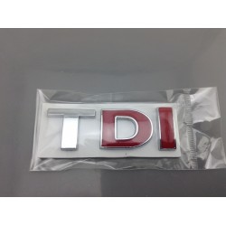 EMBLEMA TRASERO VOLKSWAGEN TDI PLATA Y ROJO