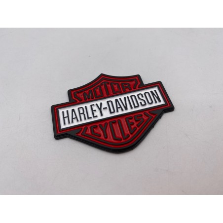 Placa emblema Harley Davidson rojo y blanco 57mm x 45mm