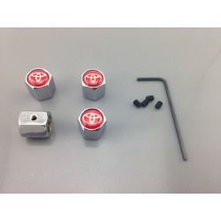 Tapones de valvulas con antirrobo Toyota rojos