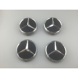 Centro de rueda Mercedes estrella 75mm negros mate