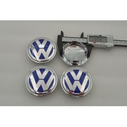 Centro de rueda Volkswagen azul y cromado 65mm