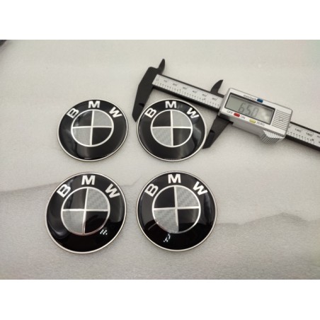 Chapas de centro de rueda BMW 65mm carbono blanco y negro
