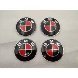 Chapas de centro de rueda BMW negro y rojo carbono 65mm