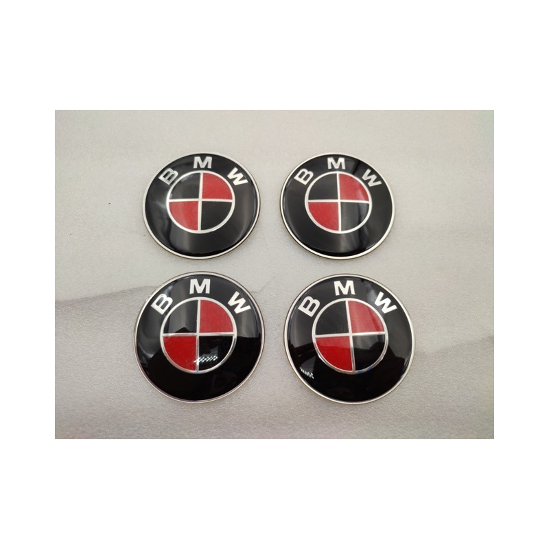 Chapas de centro de rueda BMW negro y rojo carbono 65mm