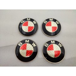 Chapas de centro de rueda BMW rojo y plata carbono 68mm